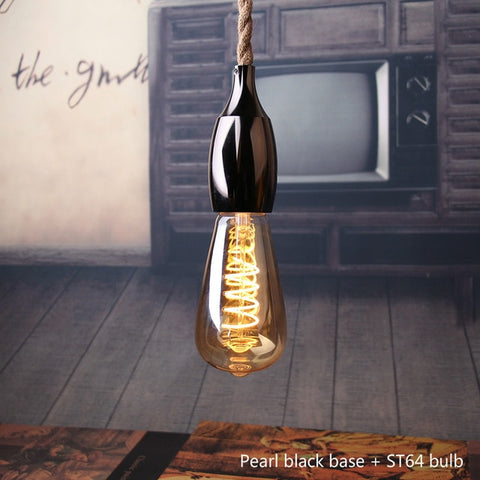 Nordic Hemp Rope Pendant Lights Fixture E27 LED Modern Creative Hanging Lamp Industrial Retro Lampen DIY for Bedroom Living Room